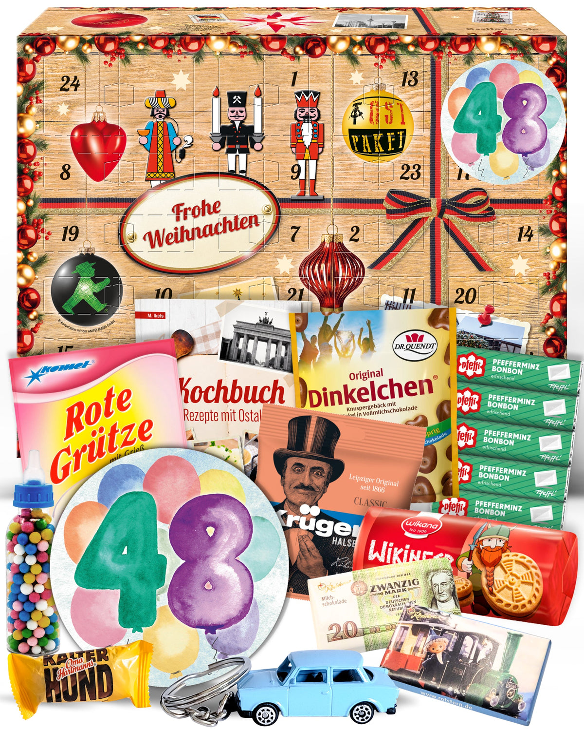Geburtstag 48 - Adventskalender DDR 2025 mit Kultartikeln von Zetti, Dr. Quendt, Komet & Pfeffi – 24 nostalgische Überraschungen für Ostalgie-Fans