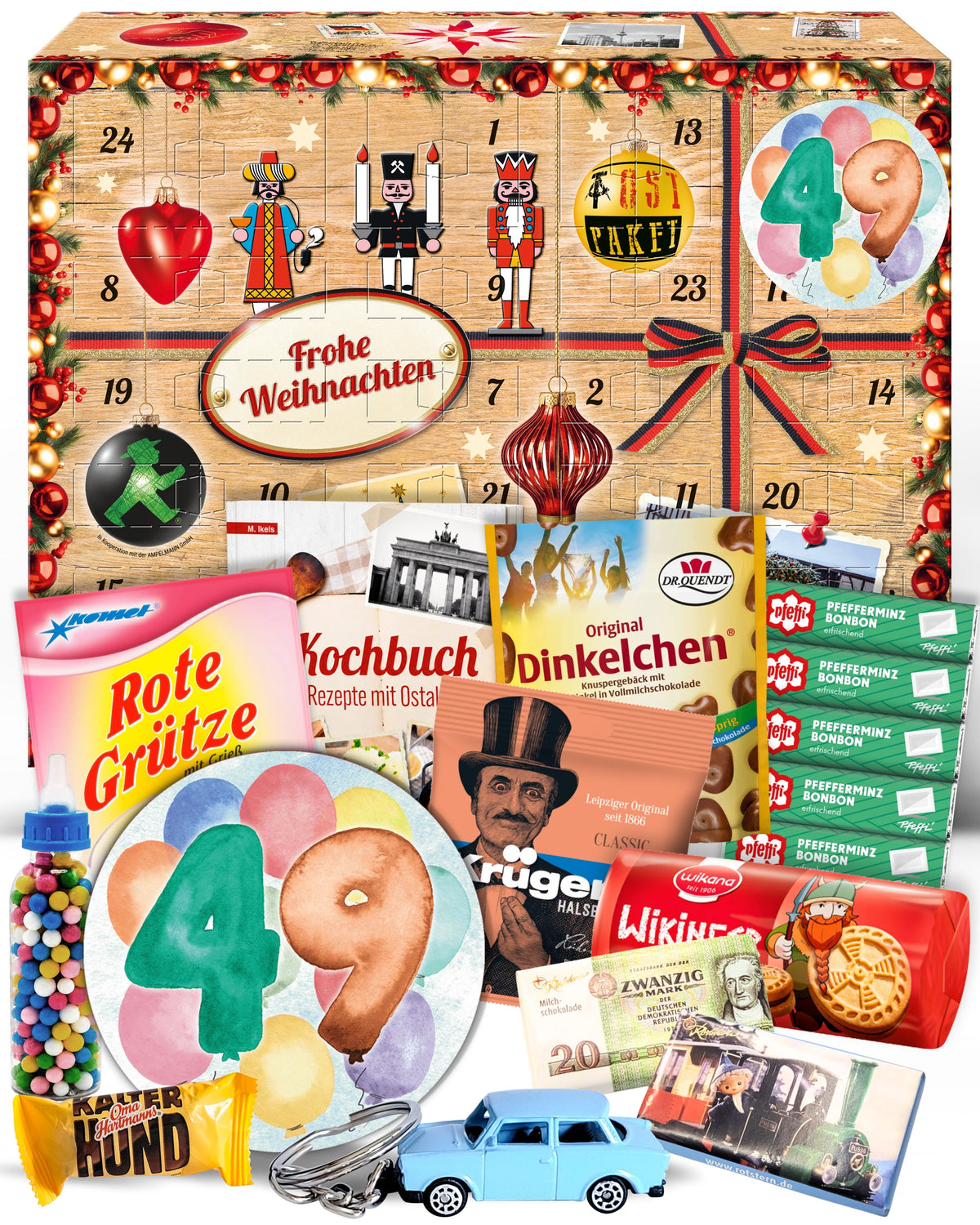Geburtstag 49 - Adventskalender DDR 2025 mit Kultartikeln von Zetti, Dr. Quendt, Komet & Pfeffi – 24 nostalgische Überraschungen für Ostalgie-Fans
