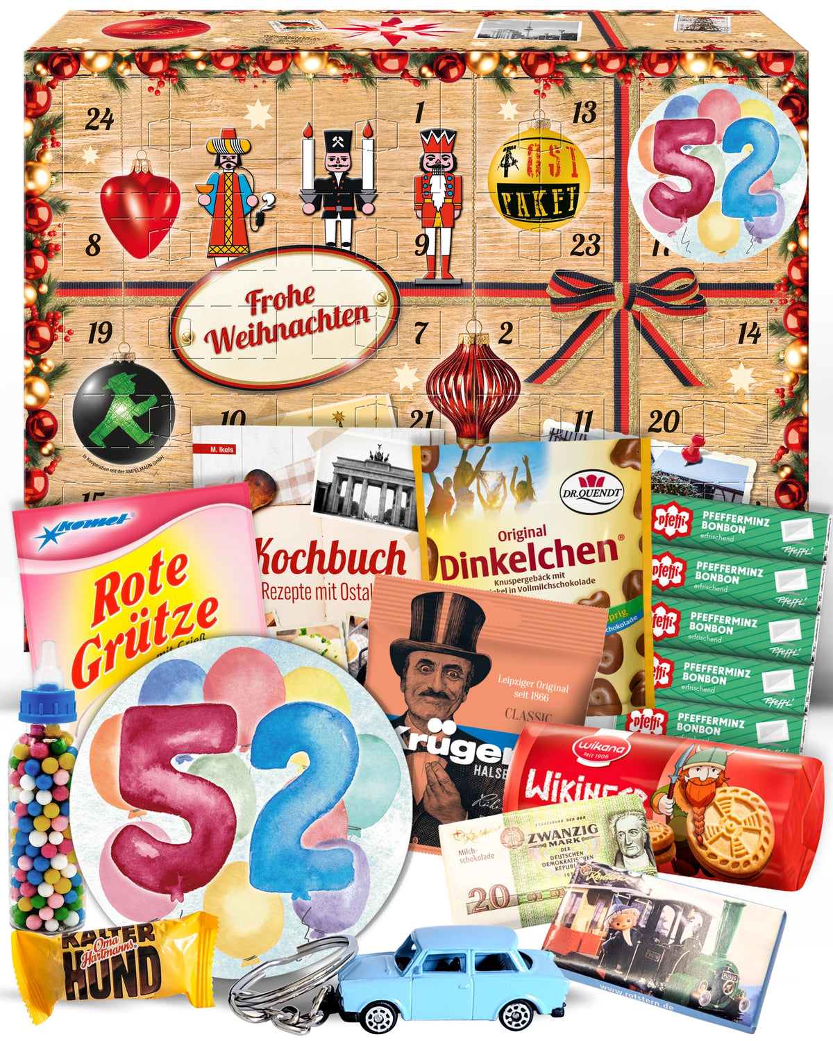 Geburtstag 52 - Adventskalender DDR 2025 mit Kultartikeln von Zetti, Dr. Quendt, Komet & Pfeffi – 24 nostalgische Überraschungen für Ostalgie-Fans