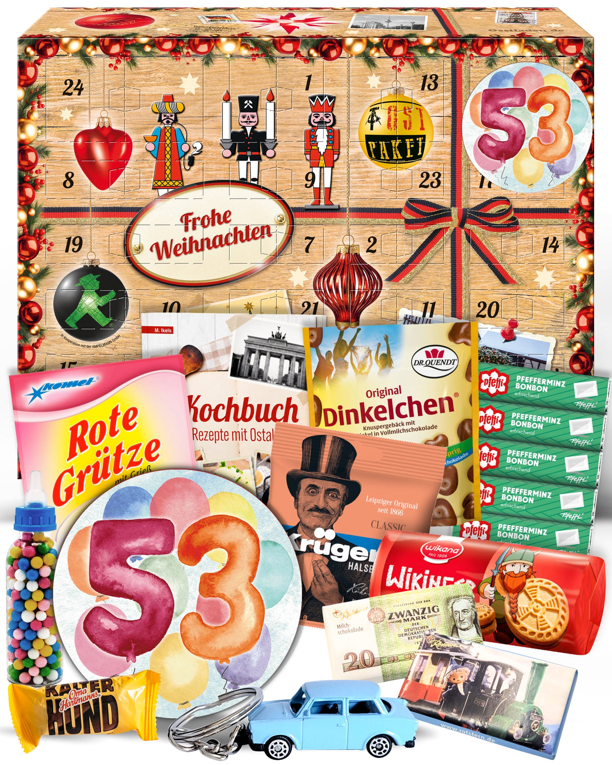 Geburtstag 53 - Adventskalender DDR 2025 mit Kultartikeln von Zetti, Dr. Quendt, Komet & Pfeffi – 24 nostalgische Überraschungen für Ostalgie-Fans