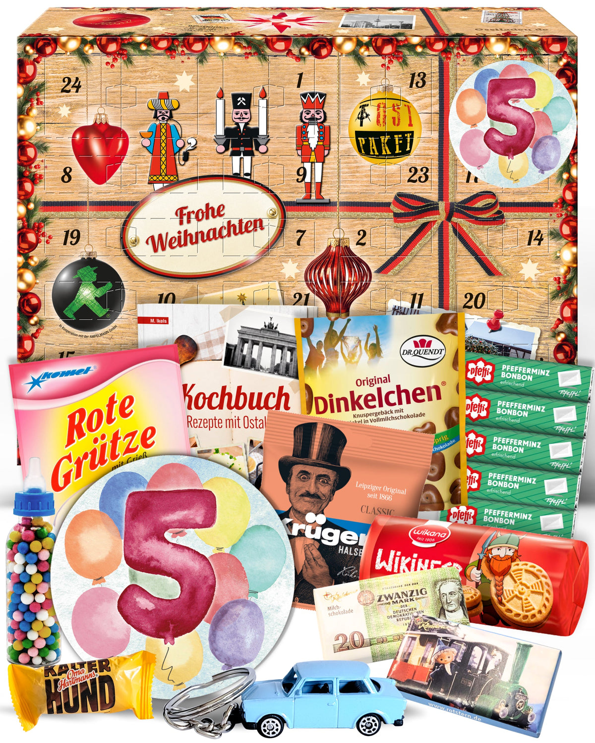 Geburtstag 5 - Adventskalender DDR 2025 mit Kultartikeln von Zetti, Dr. Quendt, Komet & Pfeffi – 24 nostalgische Überraschungen für Ostalgie-Fans