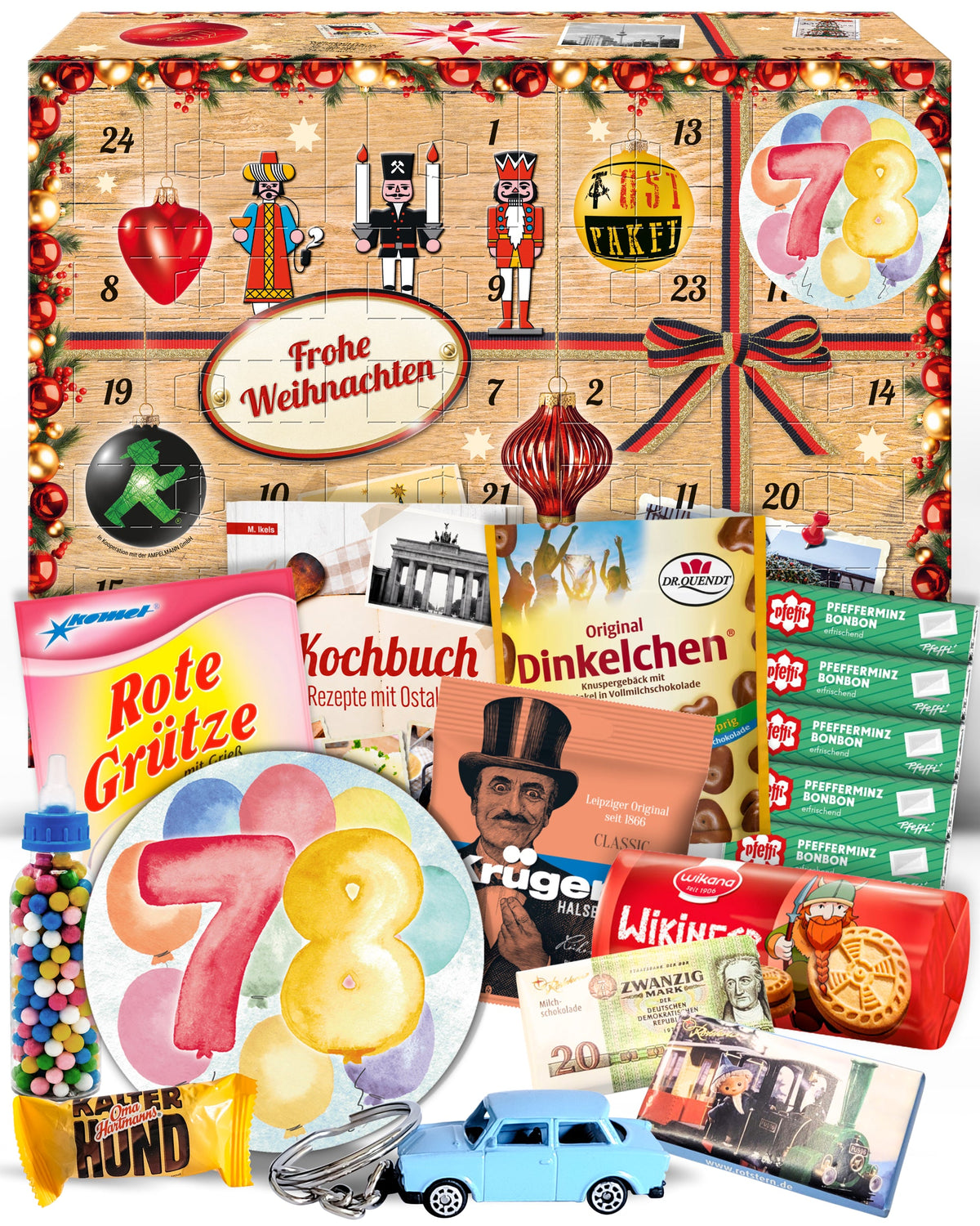 Geburtstag 78 - Adventskalender DDR 2025 mit Kultartikeln von Zetti, Dr. Quendt, Komet & Pfeffi – 24 nostalgische Überraschungen für Ostalgie-Fans