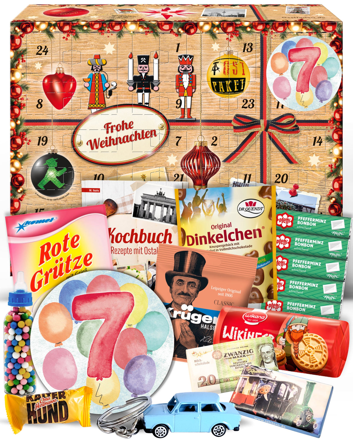 Geburtstag 7 - Adventskalender DDR 2025 mit Kultartikeln von Zetti, Dr. Quendt, Komet & Pfeffi – 24 nostalgische Überraschungen für Ostalgie-Fans