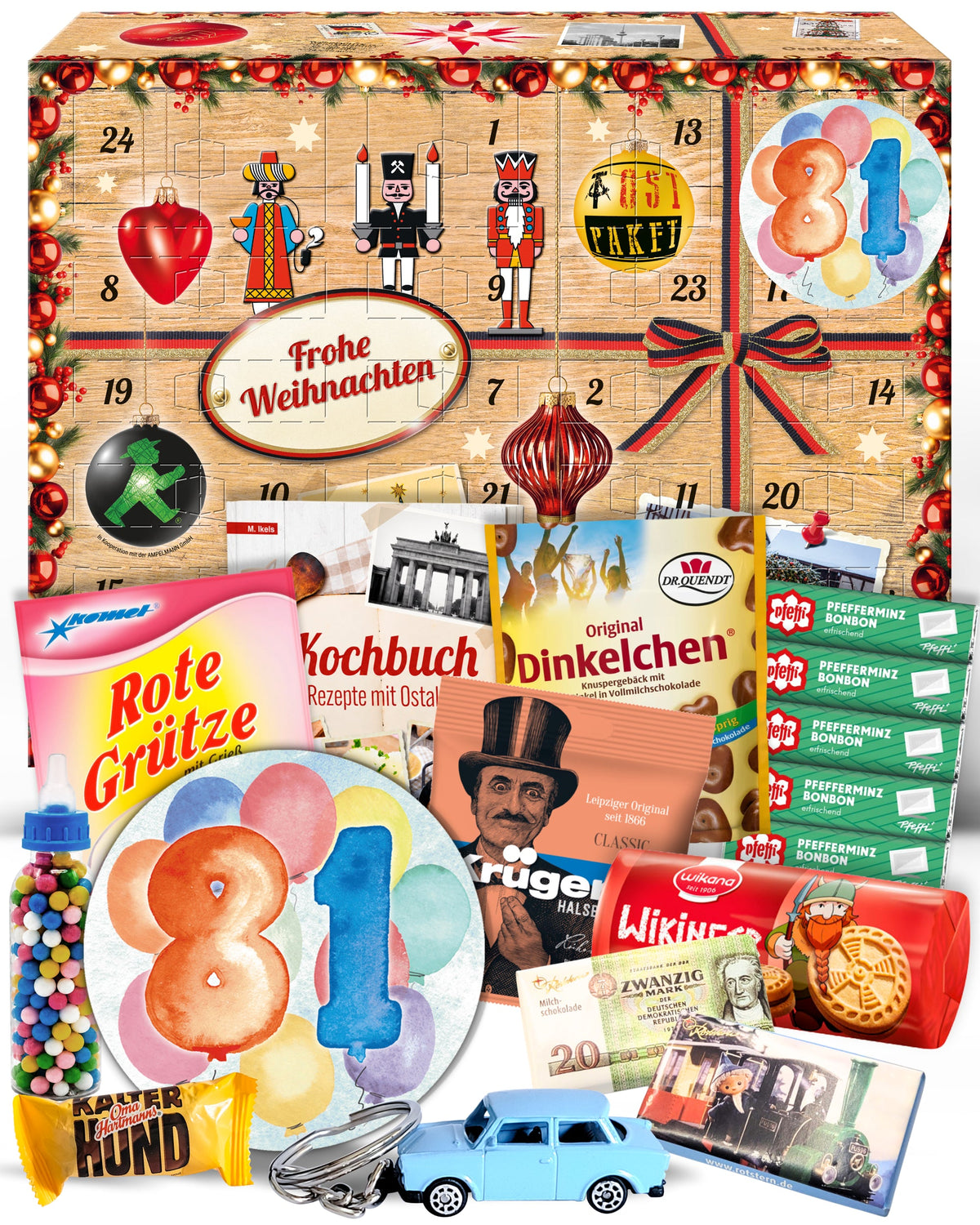 Geburtstag 81 - Adventskalender DDR 2025 mit Kultartikeln von Zetti, Dr. Quendt, Komet & Pfeffi – 24 nostalgische Überraschungen für Ostalgie-Fans