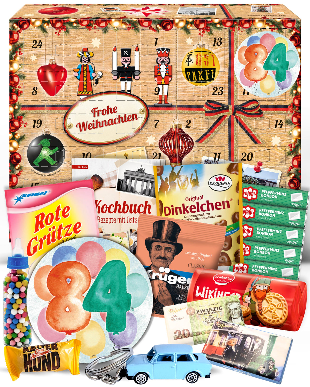 Geburtstag 84 - Adventskalender DDR 2025 mit Kultartikeln von Zetti, Dr. Quendt, Komet & Pfeffi – 24 nostalgische Überraschungen für Ostalgie-Fans