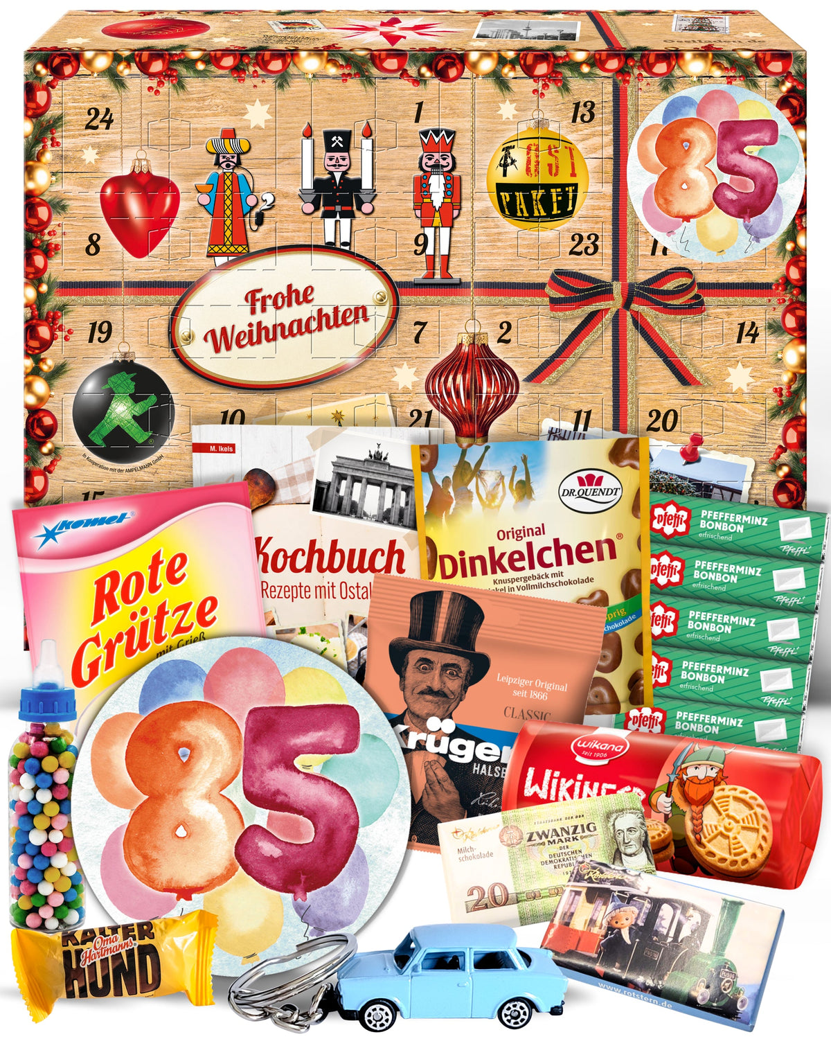 Geburtstag 85 - Adventskalender DDR 2025 mit Kultartikeln von Zetti, Dr. Quendt, Komet & Pfeffi – 24 nostalgische Überraschungen für Ostalgie-Fans