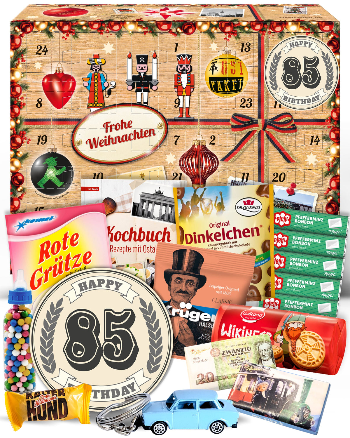 85. Geburtstag - Ostalgie Adventskalender 2026 – 24 Erinnerungen & Kultprodukte mit Marken wie Viba, Halloren, Zetti, Komet & Pfeffi