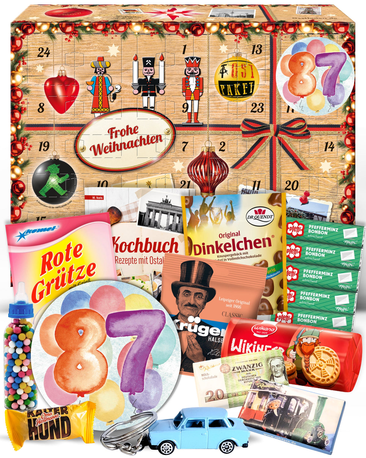 Geburtstag 87 - Adventskalender DDR 2025 mit Kultartikeln von Zetti, Dr. Quendt, Komet & Pfeffi – 24 nostalgische Überraschungen für Ostalgie-Fans
