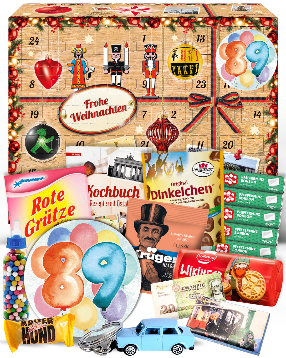 Geburtstag 89 - Adventskalender DDR 2025 mit Kultartikeln von Zetti, Dr. Quendt, Komet & Pfeffi – 24 nostalgische Überraschungen für Ostalgie-Fans