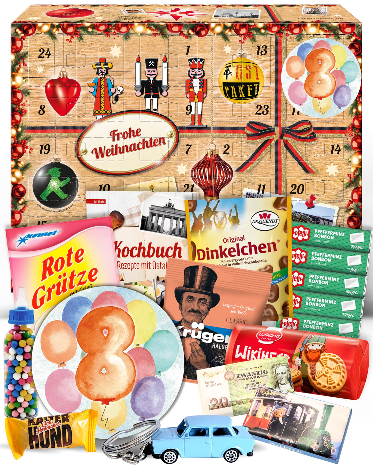 Geburtstag 8 - Adventskalender DDR 2025 mit Kultartikeln von Zetti, Dr. Quendt, Komet & Pfeffi – 24 nostalgische Überraschungen für Ostalgie-Fans