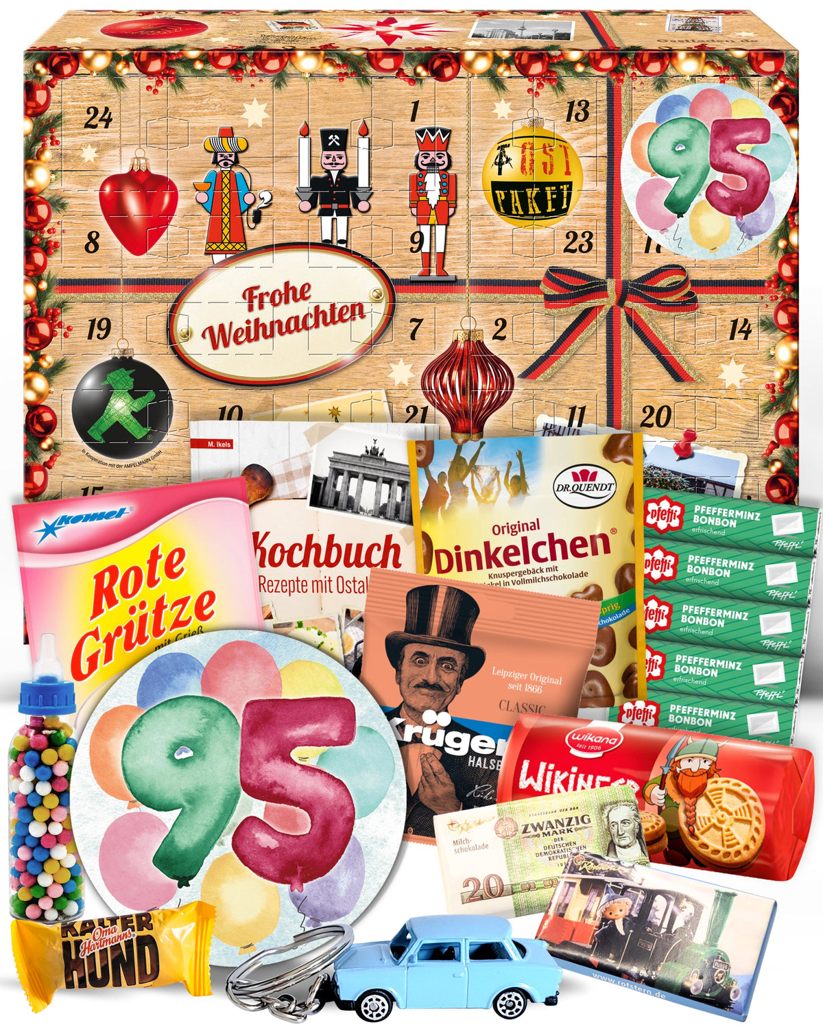 Geburtstag 95 - Adventskalender DDR 2025 mit Kultartikeln von Zetti, Dr. Quendt, Komet & Pfeffi – 24 nostalgische Überraschungen für Ostalgie-Fans