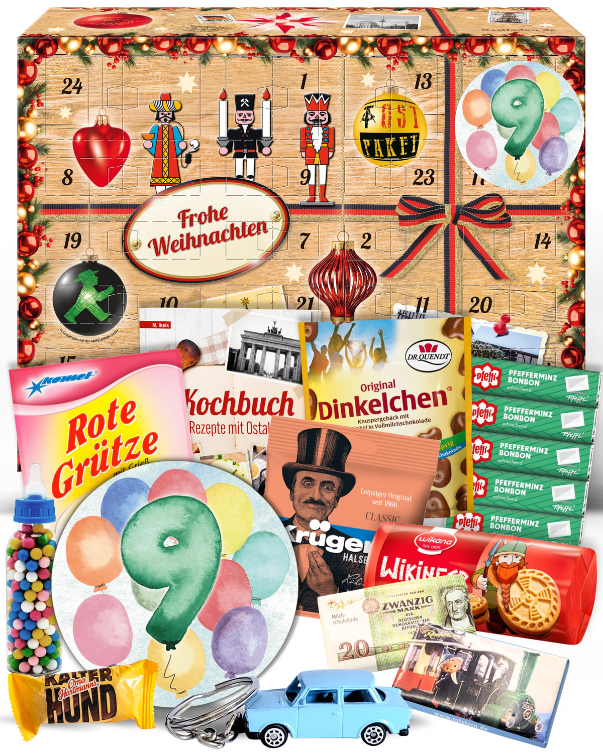 Geburtstag 9 - Adventskalender DDR 2025 mit Kultartikeln von Zetti, Dr. Quendt, Komet & Pfeffi – 24 nostalgische Überraschungen für Ostalgie-Fans