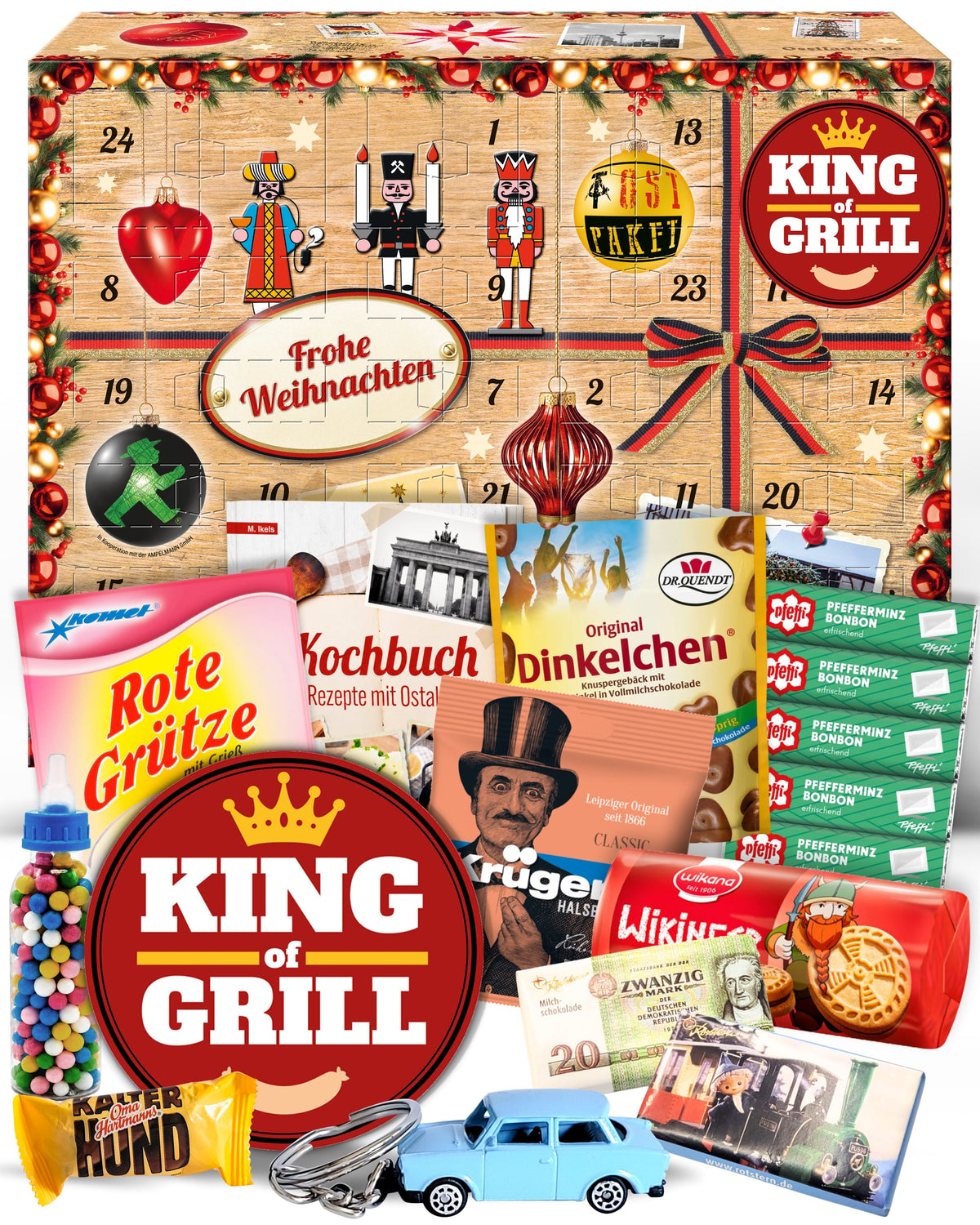 Grillmeister - Ostalgie Adventskalender 2026 – 24 Erinnerungen & Kultprodukte mit Marken wie Viba, Halloren, Zetti, Komet & Pfeffi