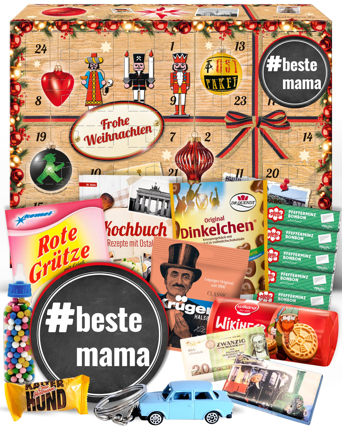 #Beste Mama - Ostalgie Adventskalender 2026 – 24 Erinnerungen & Kultprodukte mit Marken wie Viba, Halloren, Zetti, Komet & Pfeffi