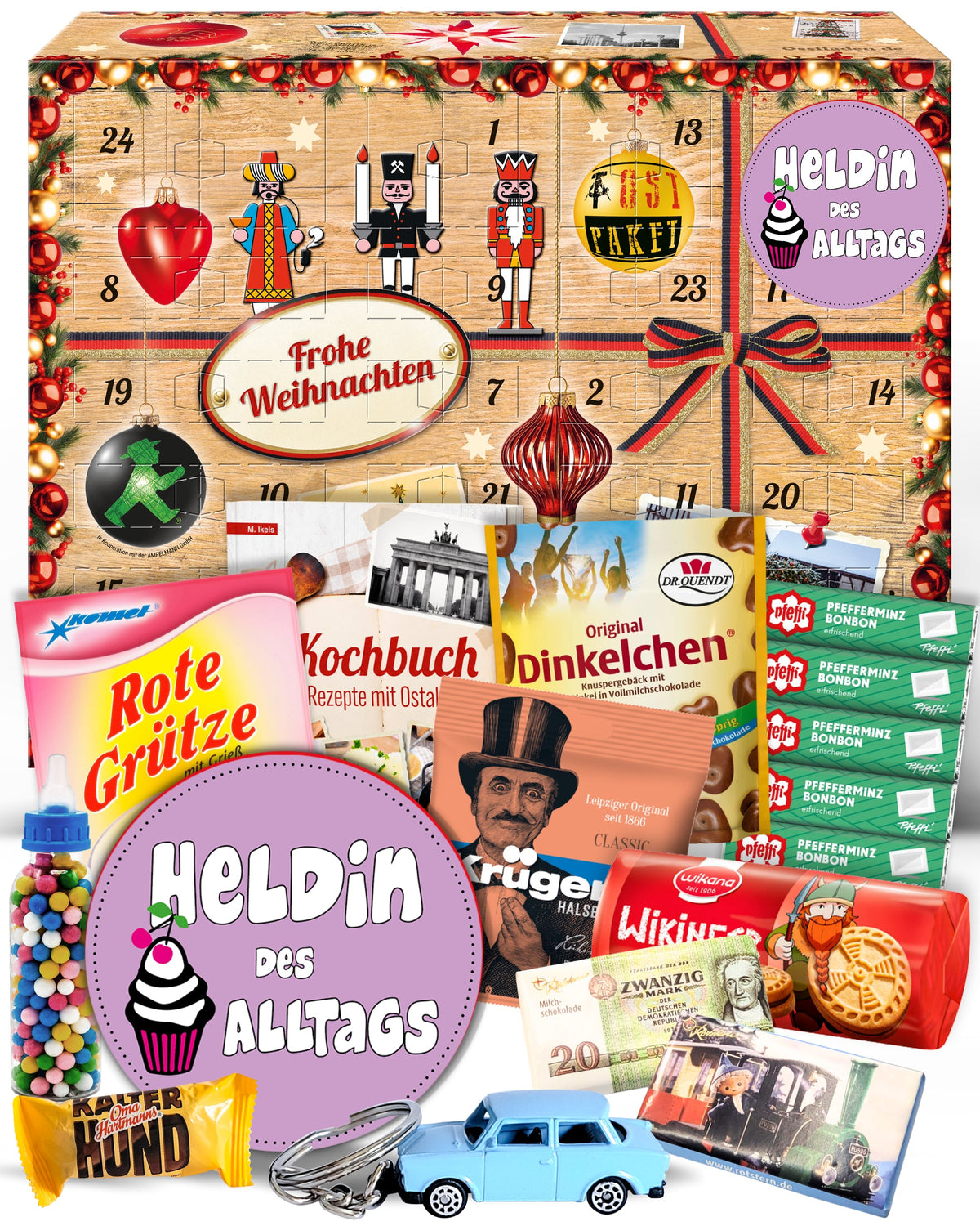 Heldin des Alltags - Ostalgie Adventskalender 2026 – 24 Erinnerungen & Kultprodukte mit Marken wie Viba, Halloren, Zetti, Komet & Pfeffi