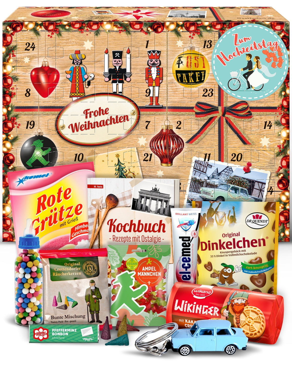 Zum Hochzeitstag - Ostalgie Adventskalender 2026 – 24 Erinnerungen & Kultprodukte mit Marken wie Viba, Halloren, Zetti, Komet & Pfeffi