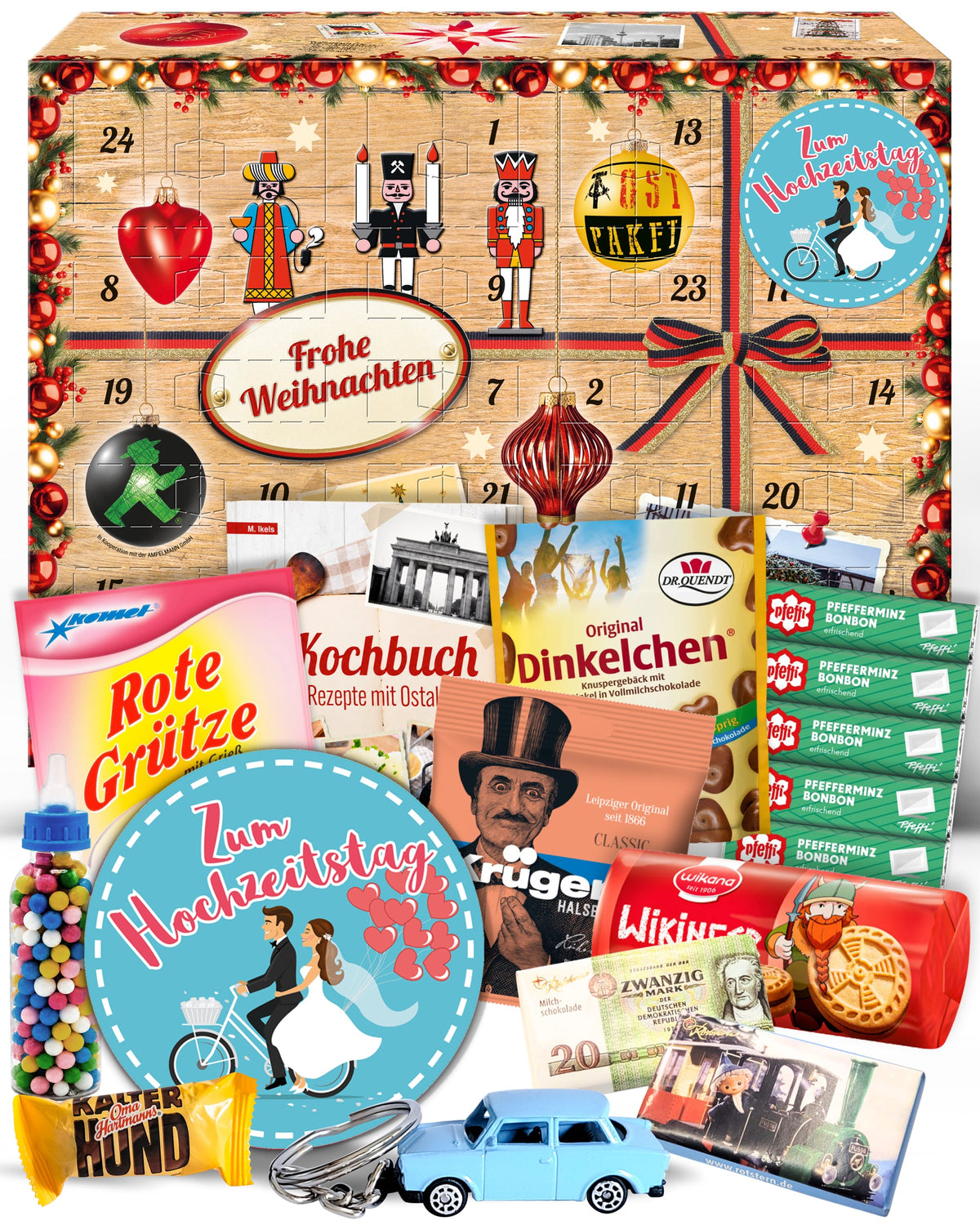 Zum Hochzeitstag - Ostalgie Adventskalender 2026 – 24 Erinnerungen & Kultprodukte mit Marken wie Viba, Halloren, Zetti, Komet & Pfeffi