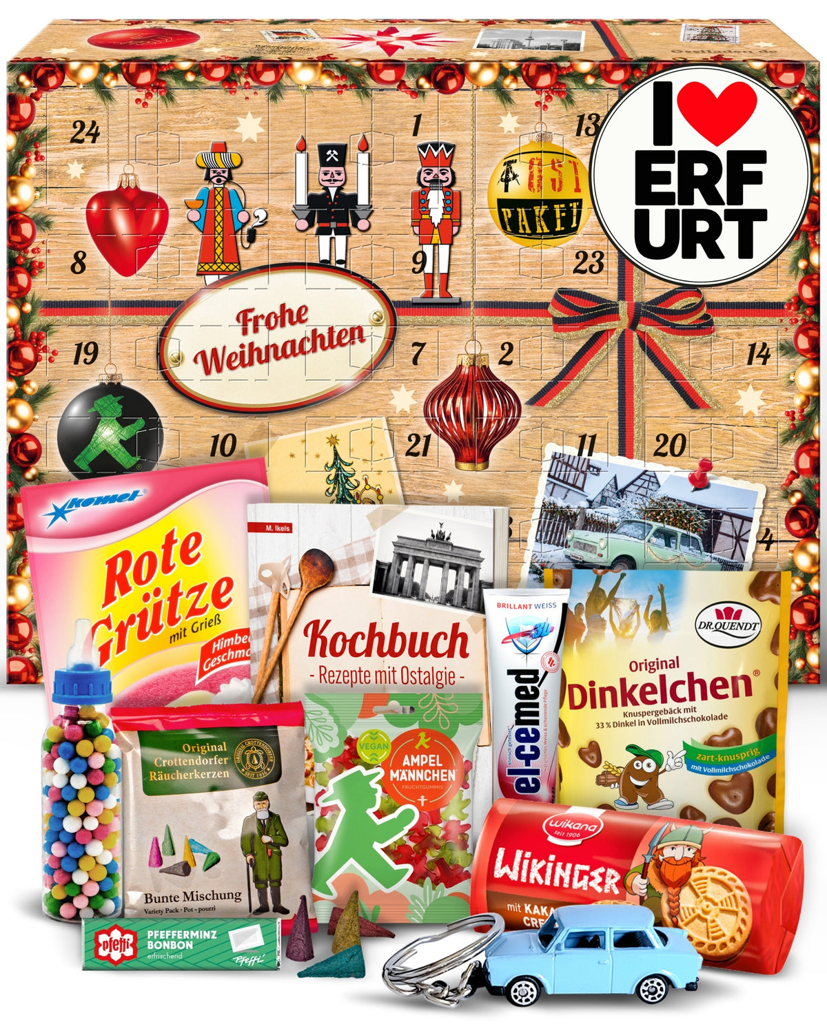 I Love Erfurt - Ostalgie Adventskalender 2026 – 24 Erinnerungen & Kultprodukte mit Marken wie Viba, Halloren, Zetti, Komet & Pfeffi
