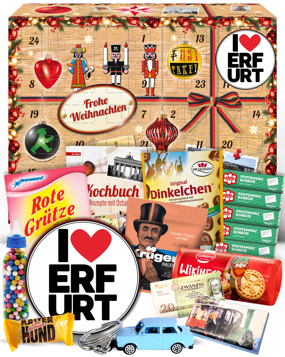 I Love Erfurt - Ostalgie Adventskalender 2026 – 24 Erinnerungen & Kultprodukte mit Marken wie Viba, Halloren, Zetti, Komet & Pfeffi