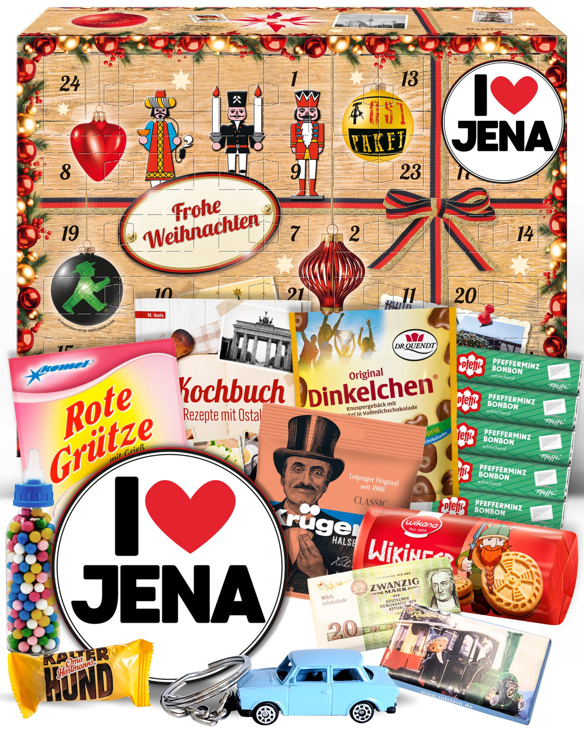 I Love Jena - Ostalgie Adventskalender 2026 – 24 Erinnerungen & Kultprodukte mit Marken wie Viba, Halloren, Zetti, Komet & Pfeffi