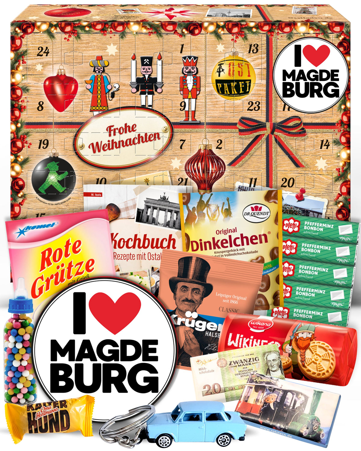 I Love Magdeburg - Ostalgie Adventskalender 2026 – 24 Erinnerungen & Kultprodukte mit Marken wie Viba, Halloren, Zetti, Komet & Pfeffi
