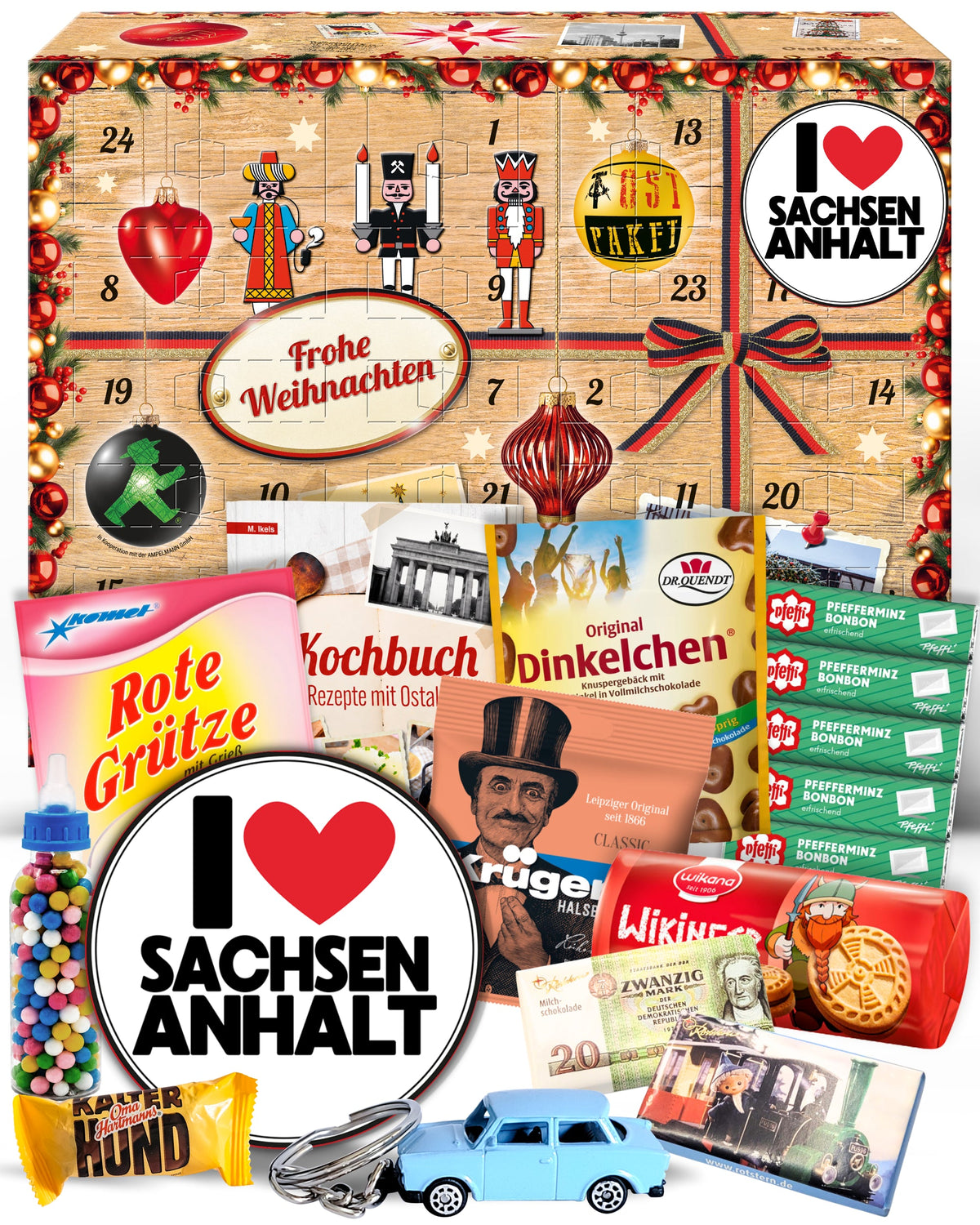 I Love Sachsen - Anhalt + DDR Adventskalender 2025 mit Kultartikeln von Zetti, Dr. Quendt, Komet & Pfeffi – 24 nostalgische Überraschungen für Ostalgie-Fans