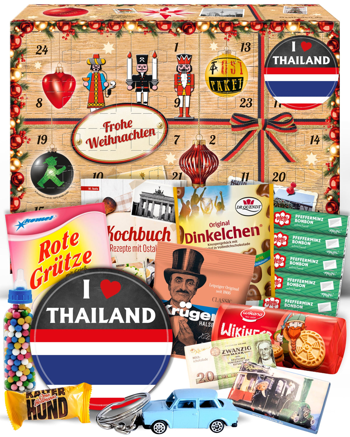 I Love Thailand - Ostalgie Adventskalender 2026 – 24 Erinnerungen & Kultprodukte mit Marken wie Viba, Halloren, Zetti, Komet & Pfeffi