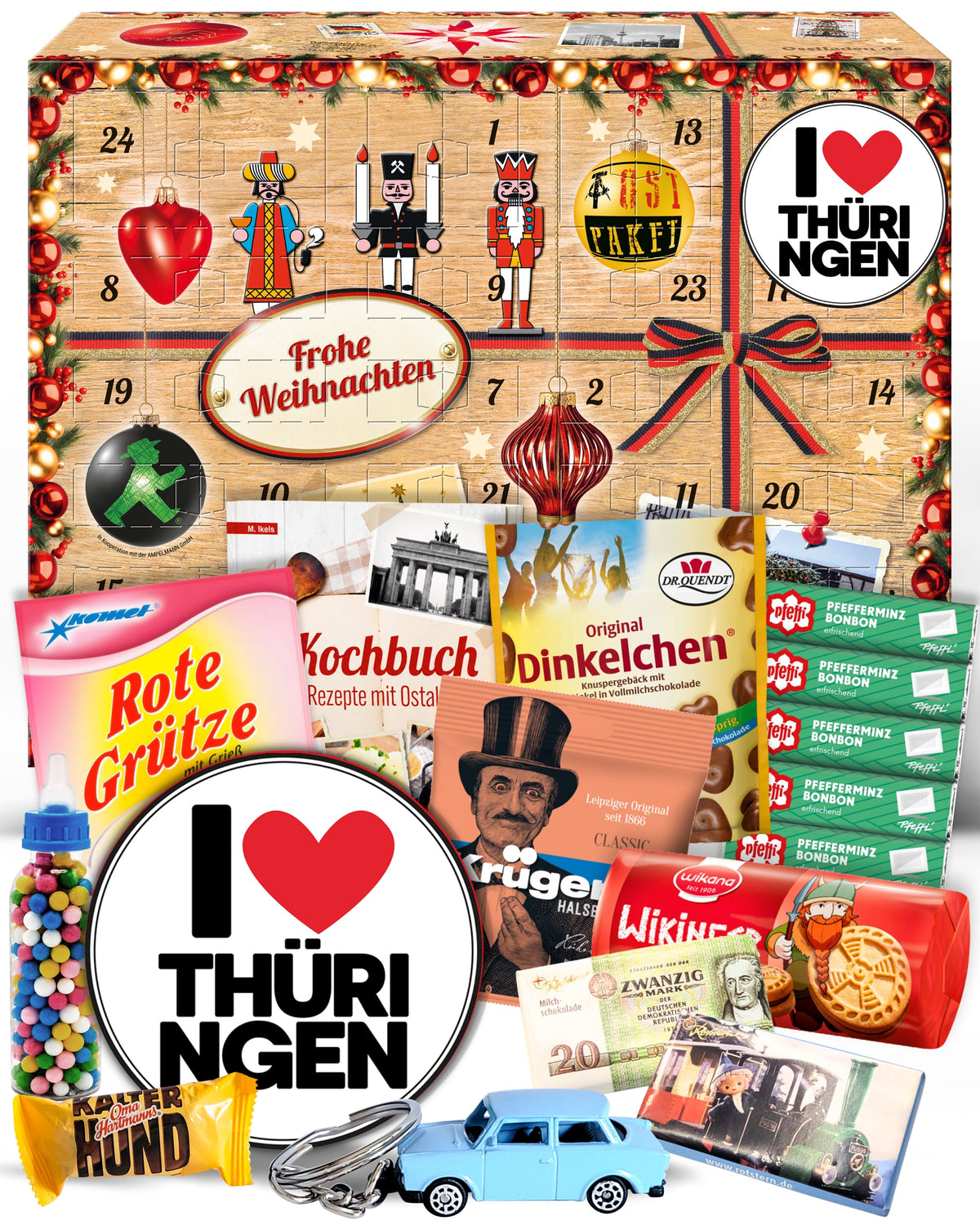 I Love Thüringen - Ostalgie Adventskalender 2026 – 24 Erinnerungen & Kultprodukte mit Marken wie Viba, Halloren, Zetti, Komet & Pfeffi