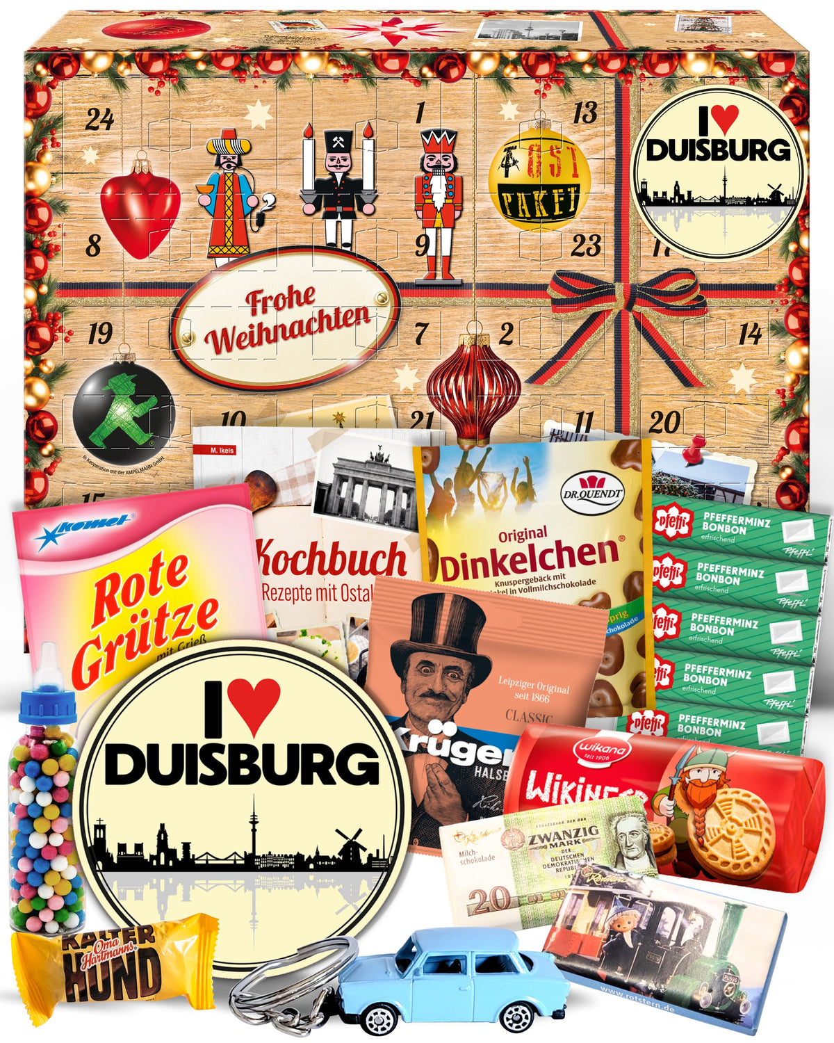 I Love Duisburg - Ostalgie Adventskalender 2026 – 24 Erinnerungen & Kultprodukte mit Marken wie Viba, Halloren, Zetti, Komet & Pfeffi