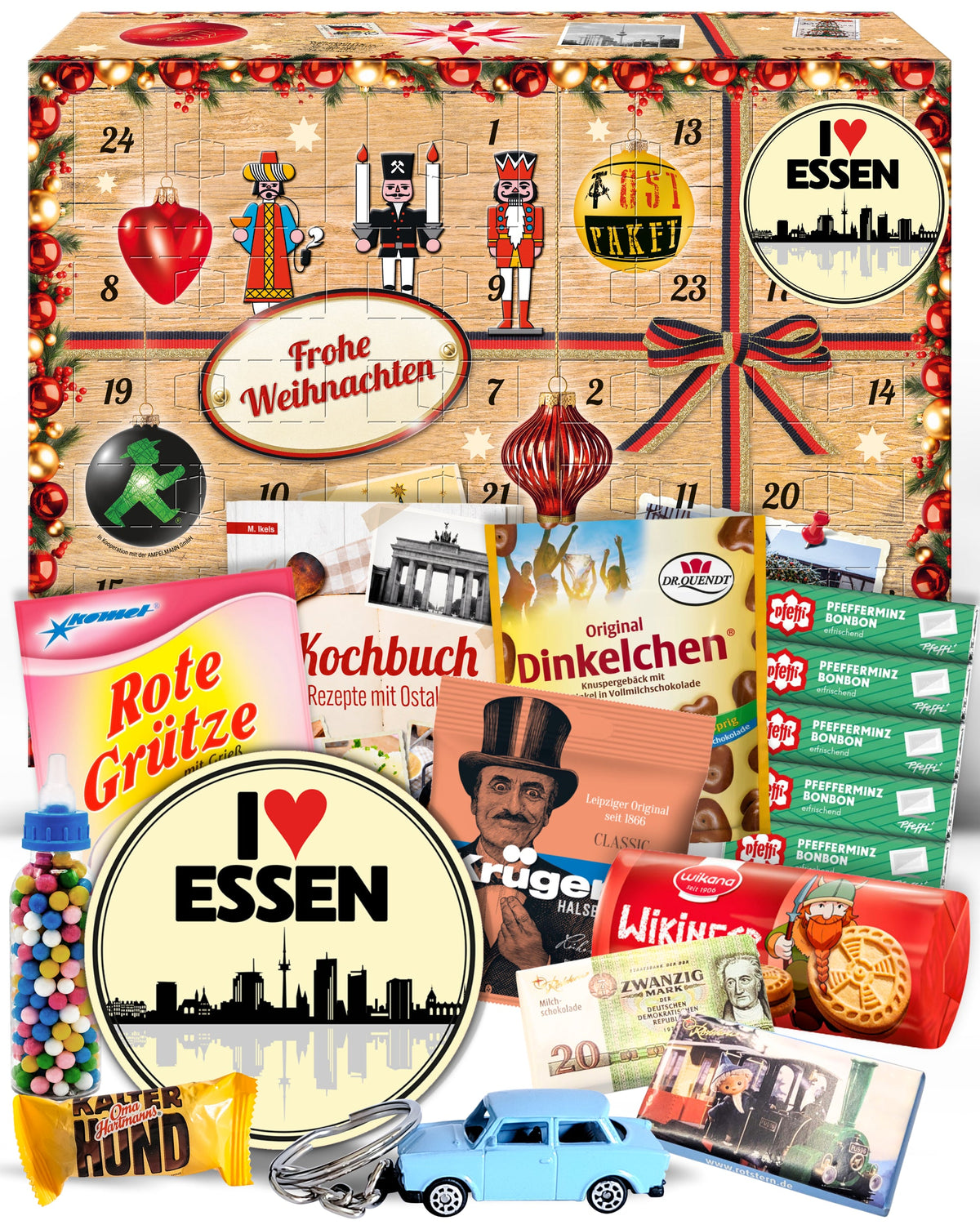I Love Essen - Ostalgie Adventskalender 2026 – 24 Erinnerungen & Kultprodukte mit Marken wie Viba, Halloren, Zetti, Komet & Pfeffi