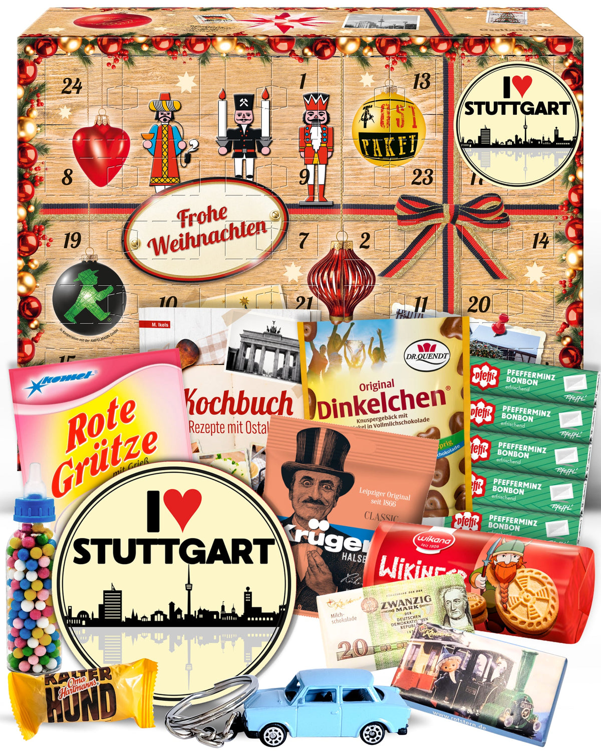 I Love Stuttgart - Ostalgie Adventskalender 2026 – 24 Erinnerungen & Kultprodukte mit Marken wie Viba, Halloren, Zetti, Komet & Pfeffi