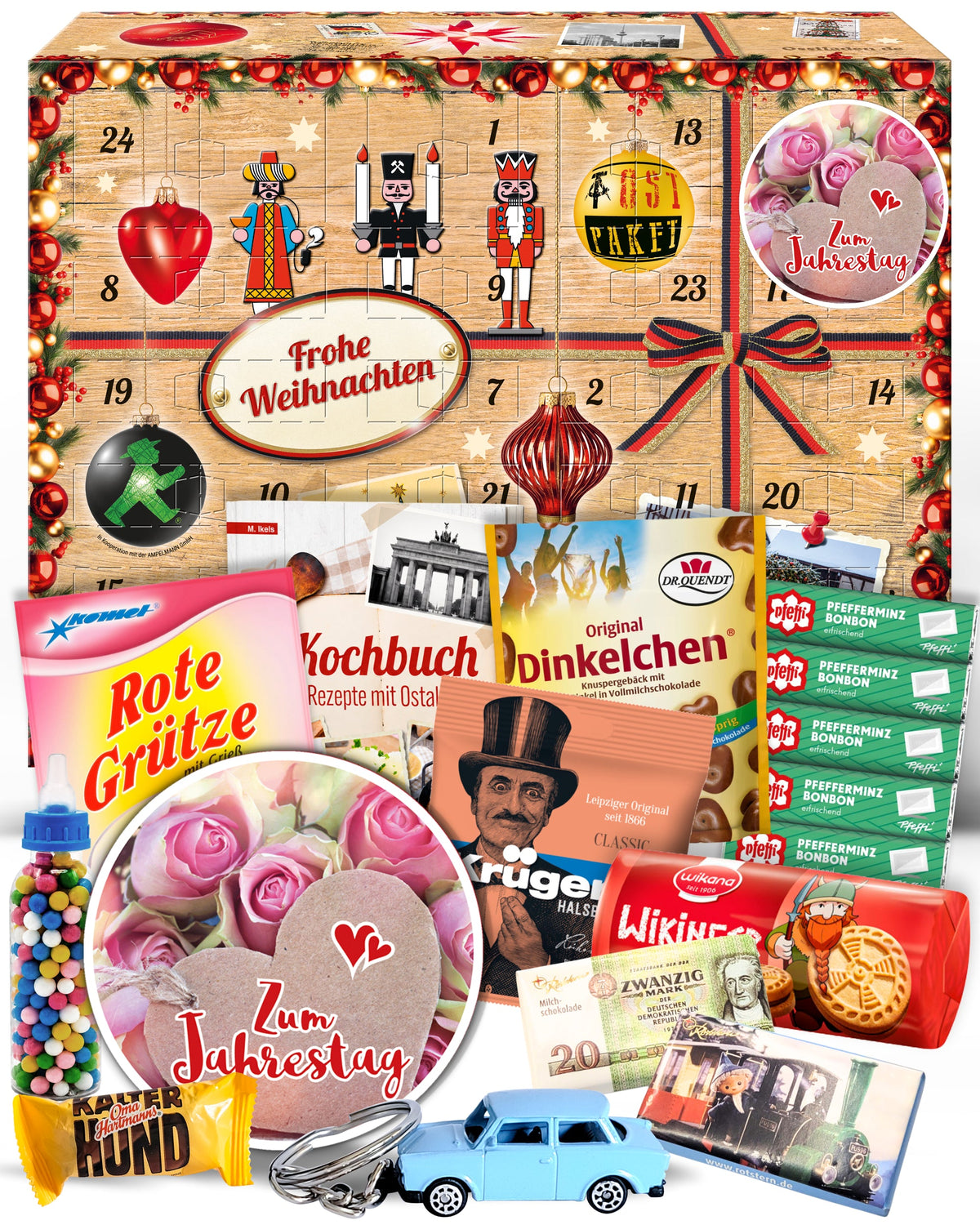Zum Jahrestag - Ostalgie Adventskalender 2026 – 24 Erinnerungen & Kultprodukte mit Marken wie Viba, Halloren, Zetti, Komet & Pfeffi