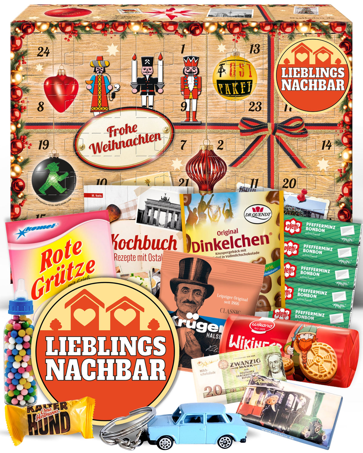 Lieblingsnachbar - Ostalgie Adventskalender 2026 – 24 Erinnerungen & Kultprodukte mit Marken wie Viba, Halloren, Zetti, Komet & Pfeffi