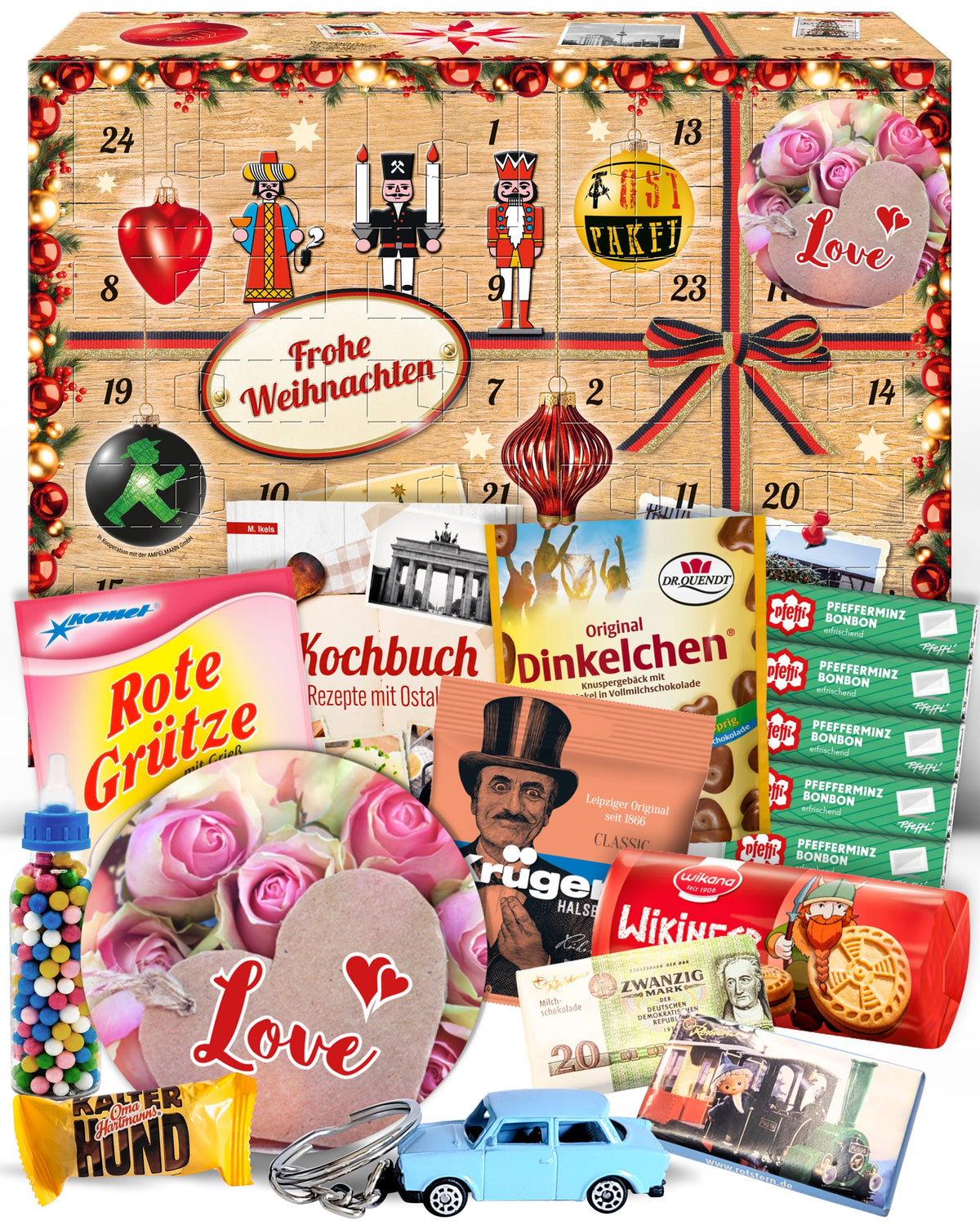 LOVE - Adventskalender DDR 2025 mit Kultartikeln von Zetti, Dr. Quendt, Komet & Pfeffi – 24 nostalgische Überraschungen für Ostalgie-Fans