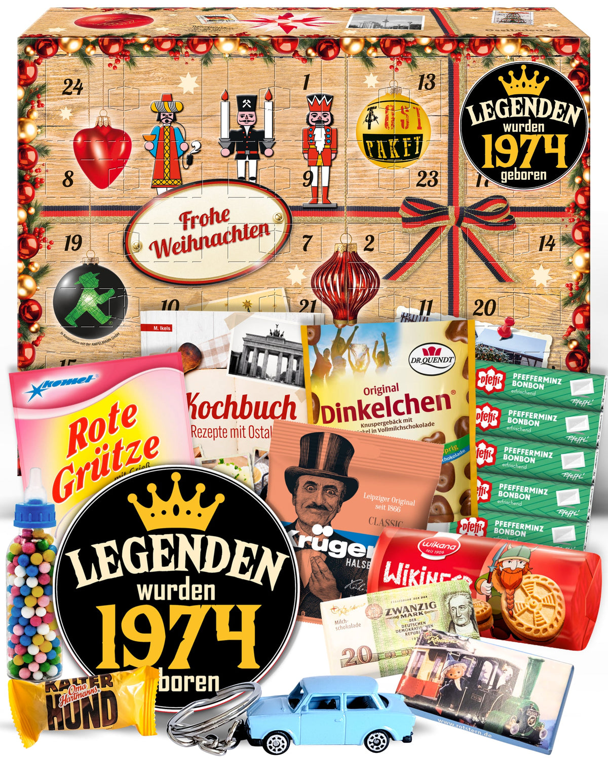 Legenden wurden 1974 geboren - Ostalgie Adventskalender 2026 – 24 Erinnerungen & Kultprodukte mit Marken wie Viba, Halloren, Zetti, Komet & Pfeffi