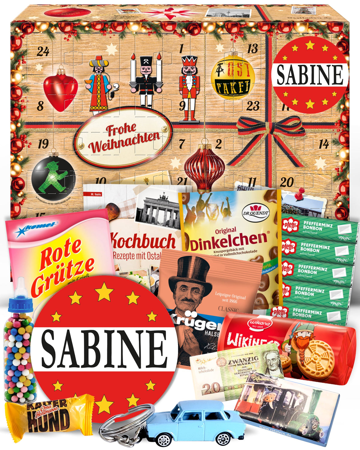 Sabine - Ostalgie Adventskalender 2026 – 24 Erinnerungen & Kultprodukte mit Marken wie Viba, Halloren, Zetti, Komet & Pfeffi