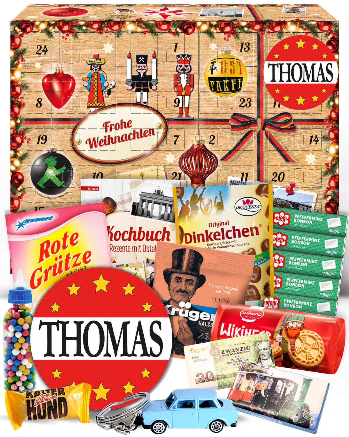 Thomas - Ostalgie Adventskalender 2026 – 24 Erinnerungen & Kultprodukte mit Marken wie Viba, Halloren, Zetti, Komet & Pfeffi