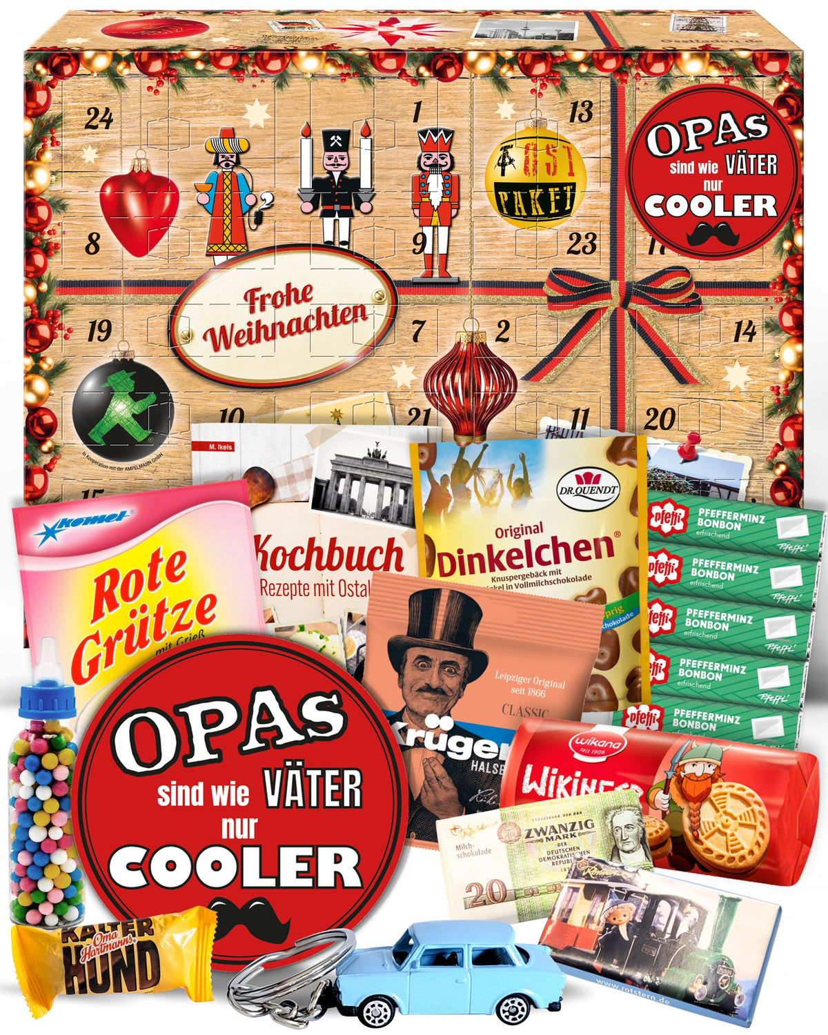 Opas sind wie Väter nur cooler - Ostalgie Adventskalender 2026 – 24 Erinnerungen & Kultprodukte mit Marken wie Viba, Halloren, Zetti, Komet & Pfeffi