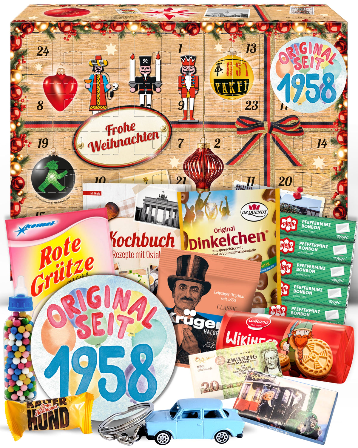 Original seit 1958 - Adventskalender DDR 2025 mit Kultartikeln von Zetti, Dr. Quendt, Komet & Pfeffi – 24 nostalgische Überraschungen für Ostalgie-Fans