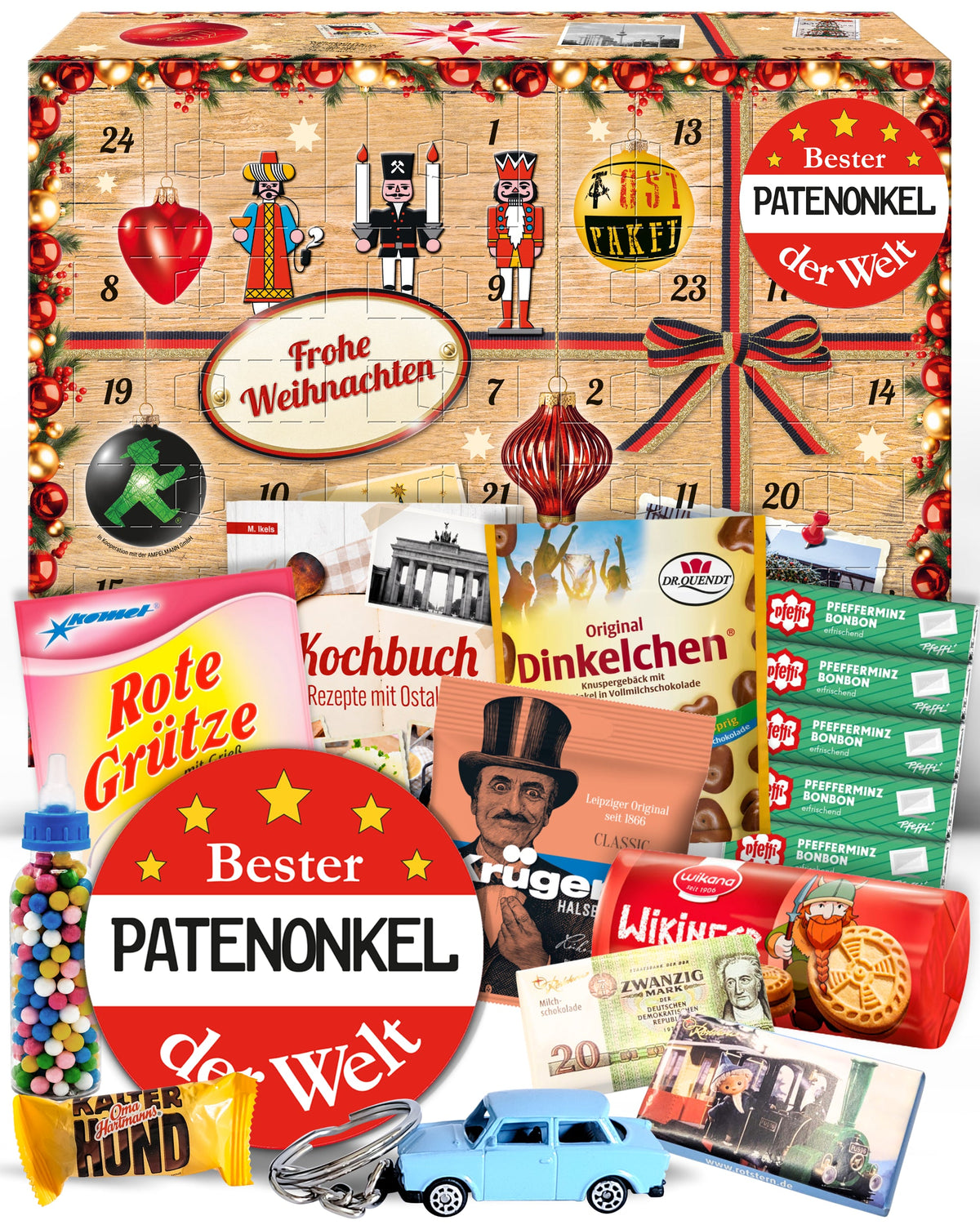 Bester Patenonkel - Ostalgie Adventskalender 2026 – 24 Erinnerungen & Kultprodukte mit Marken wie Viba, Halloren, Zetti, Komet & Pfeffi