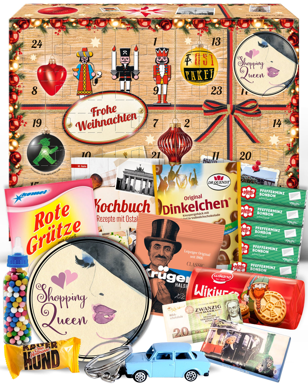 Shoppingqueen - Ostalgie Adventskalender 2026 – 24 Erinnerungen & Kultprodukte mit Marken wie Viba, Halloren, Zetti, Komet & Pfeffi