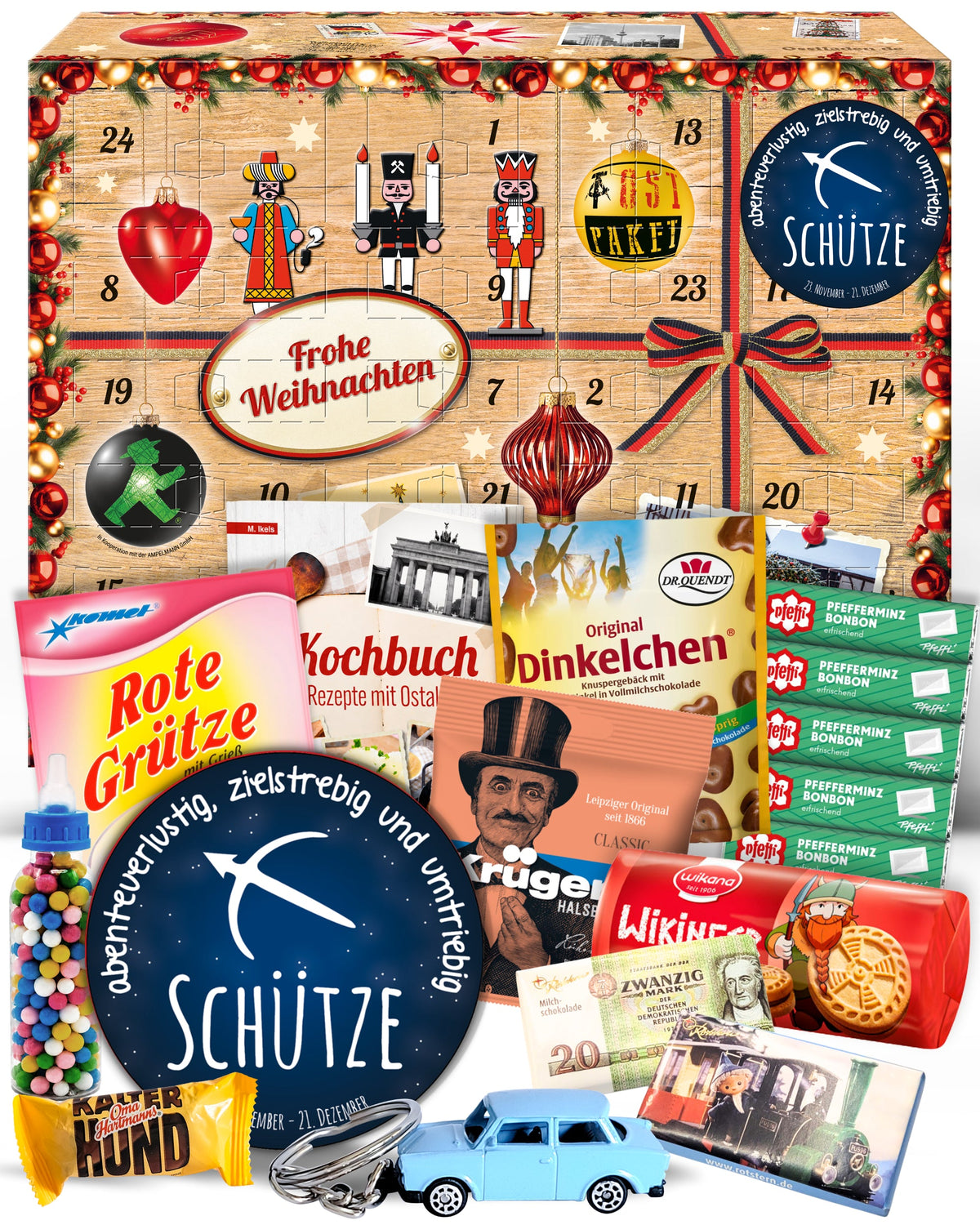 Sternzeichen Schütze - Ostalgie Adventskalender 2026 – 24 Erinnerungen & Kultprodukte mit Marken wie Viba, Halloren, Zetti, Komet & Pfeffi