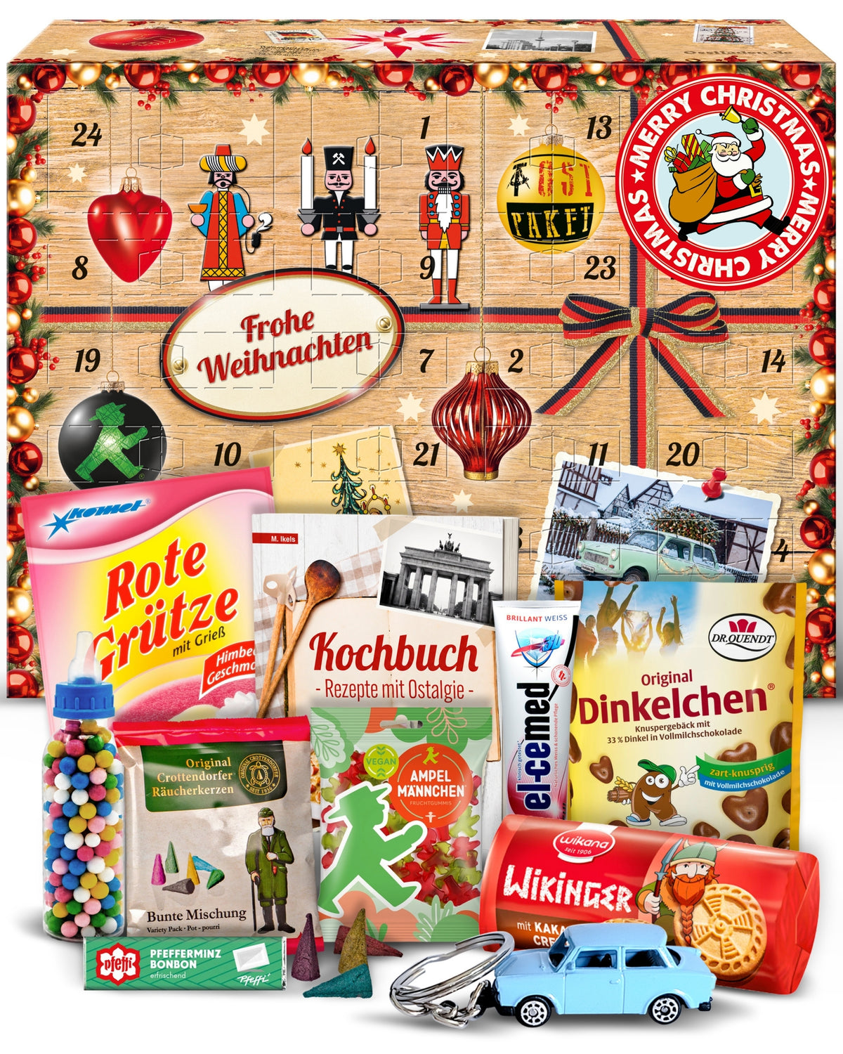 Weihnachtsmann - Adventskalender DDR 2026 mit Kultartikeln von Zetti, Dr. Quendt, Komet & Pfeffi – 24 nostalgische Überraschungen für Ostalgie-Fans