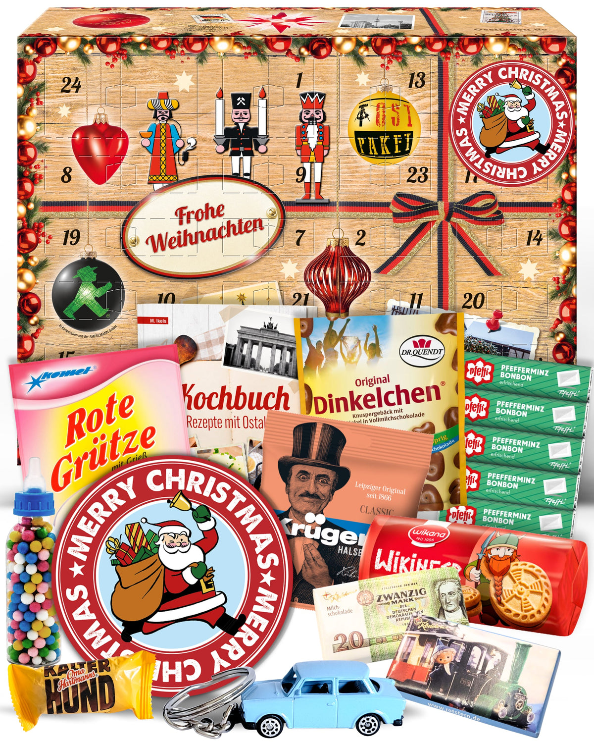 Weihnachtsmann - Adventskalender DDR 2026 mit Kultartikeln von Zetti, Dr. Quendt, Komet & Pfeffi – 24 nostalgische Überraschungen für Ostalgie-Fans