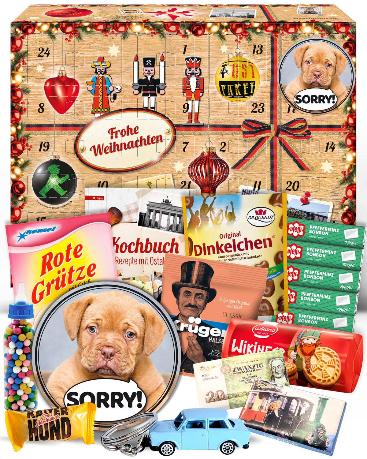 Sorry - Ostalgie Adventskalender 2026 – 24 Erinnerungen & Kultprodukte mit Marken wie Viba, Halloren, Zetti, Komet & Pfeffi