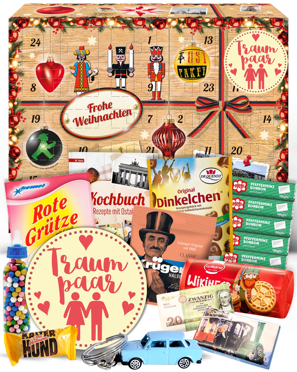 Traumpaar - Ostalgie Adventskalender 2026 – 24 Erinnerungen & Kultprodukte mit Marken wie Viba, Halloren, Zetti, Komet & Pfeffi