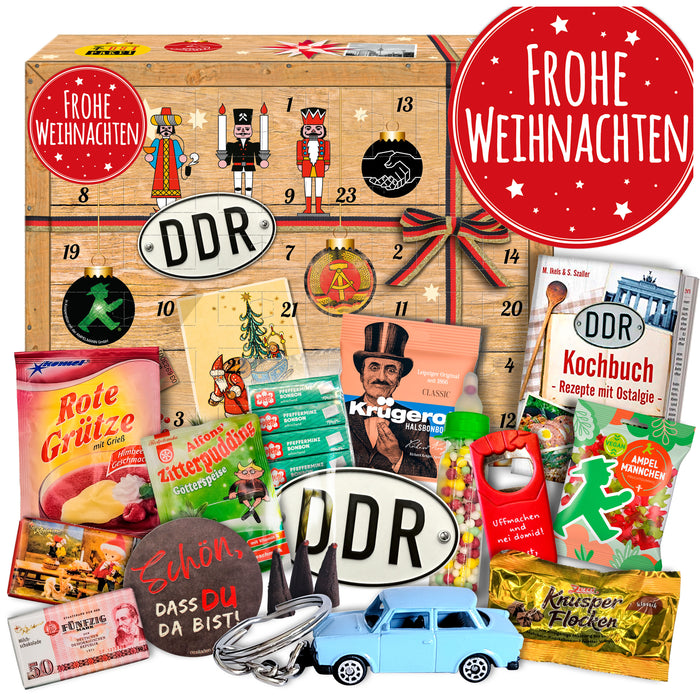 Frohe Weihnachten - DDR Adventskalender 2025 mit Kultartikeln von Zetti, Dr. Quendt, Komet & Pfeffi – 24 nostalgische Überraschungen für Ostalgie-Fans