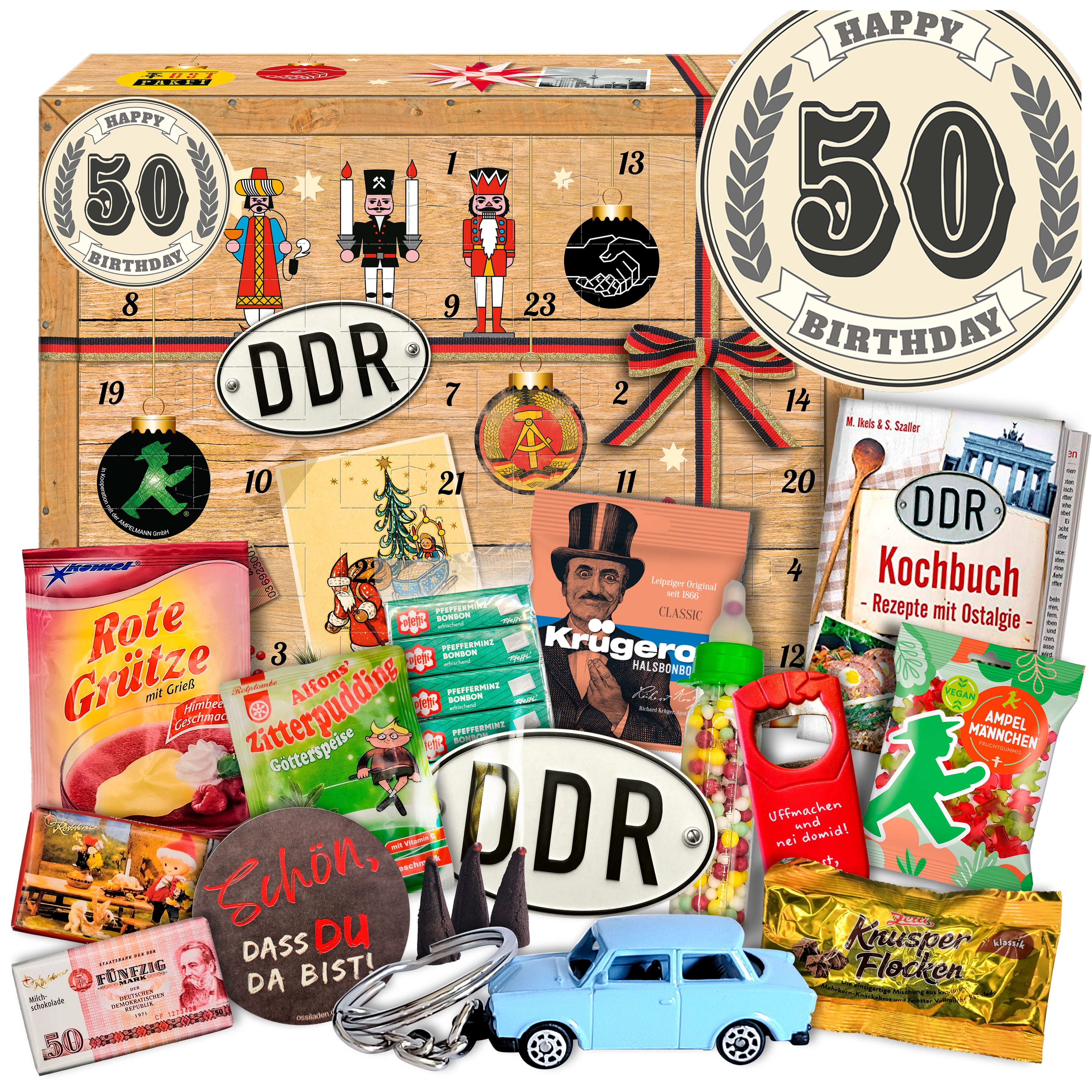 50. Geburtstag - Ost Adventskalender 2025 mit Kultartikeln von Zetti, Dr. Quendt, Komet & Pfeffi – 24 nostalgische Überraschungen für Ostalgie-Fans