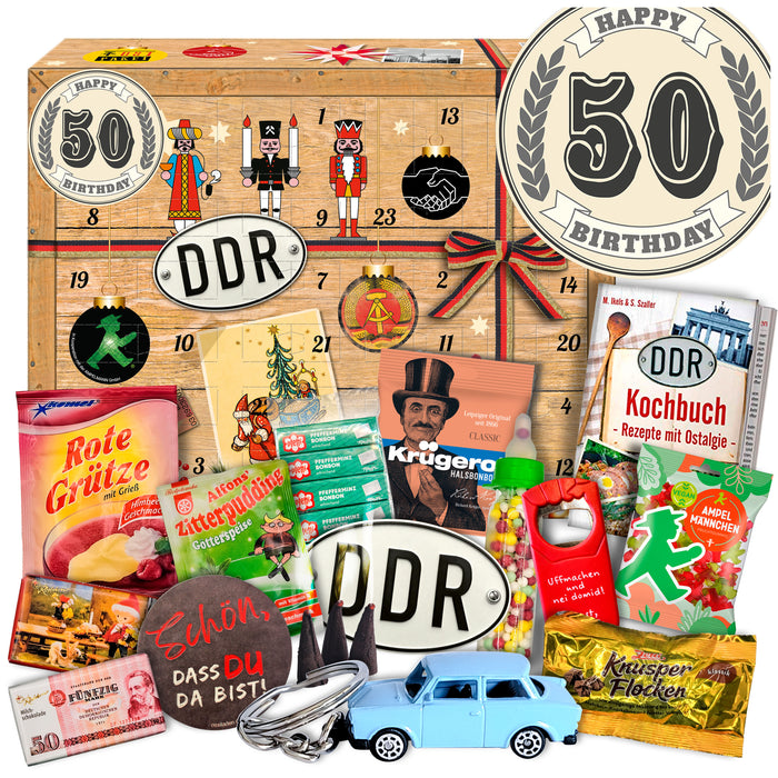 50. Geburtstag - Ost Adventskalender 2025 mit Kultartikeln von Zetti, Dr. Quendt, Komet & Pfeffi – 24 nostalgische Überraschungen für Ostalgie-Fans