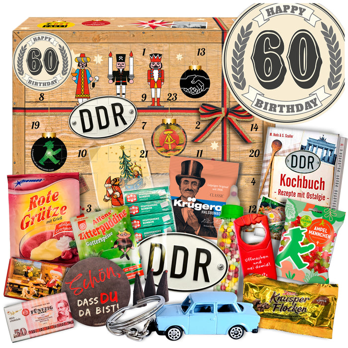60. Geburtstag - Ossi Adventskalender 2025 mit Kultartikeln von Zetti, Dr. Quendt, Komet & Pfeffi – 24 nostalgische Überraschungen für Ostalgie-Fans